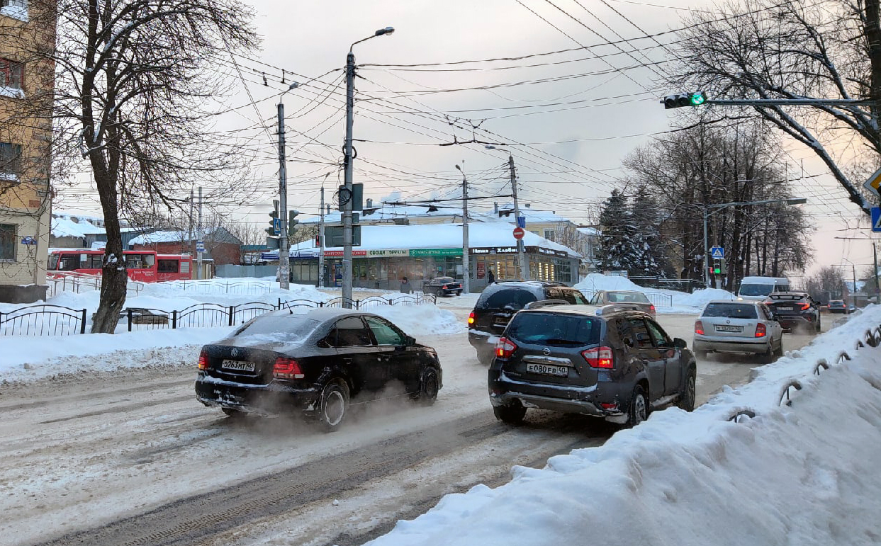 калуга пробки дороги авто дорожная обстановка снег 18 февраля 2021 года