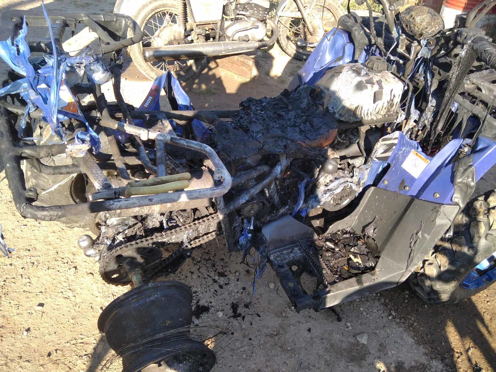Пожар в Калужской области сгорел мотоцикл