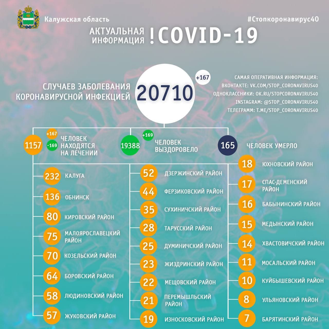 Официальная статистика по коронавирусу в Калужской области на 29 декабря 2020 года.