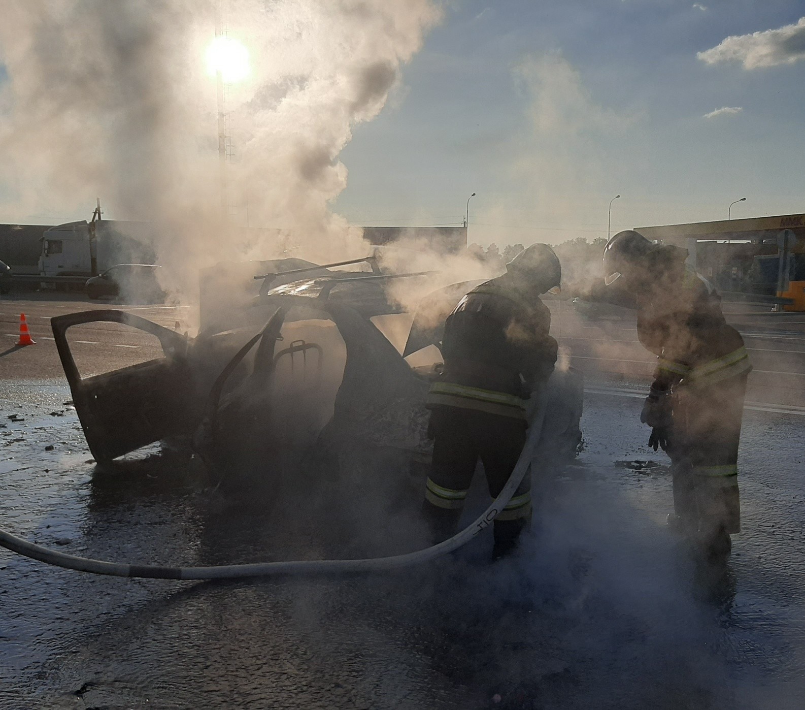 ДТП в Калужской области, сгорел автомобиль